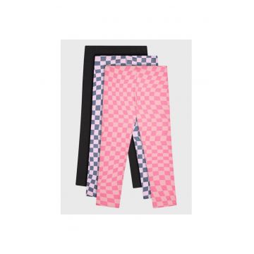 Set 3 perechi colanti copii - 63564 - Bumbac - Roz/Negru Set 3 perechi colanti copii - 63564 - Bumbac - Roz/Negru