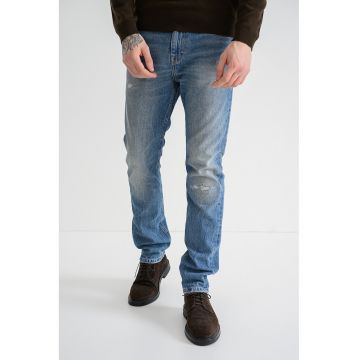 Blugi cu talie medie si aspect deteriorat Blugi cu talie medie si aspect deteriorat