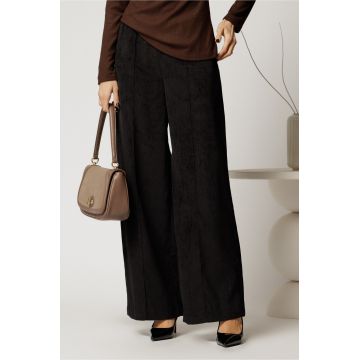 Pantalon DY Fashion lejer din velur negru cu buzunare Pantalon DY Fashion lejer din velur negru cu buzunare