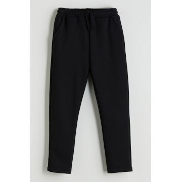Pantaloni de trening din amestec de bumbac cu snur de ajustare Pantaloni de trening din amestec de bumbac cu snur de ajustare
