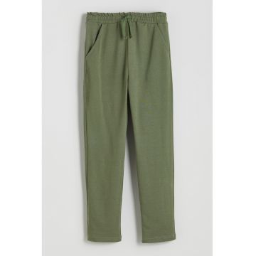 Pantaloni de trening din amestec de bumbac cu snururi de ajustare Pantaloni de trening din amestec de bumbac cu snururi de ajustare